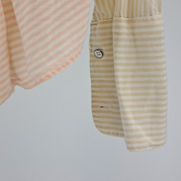 Free People Blouse Shirt S Cape Town Colorblock Stripe Long Sleeve Peach Combo - Picture 15 of 15